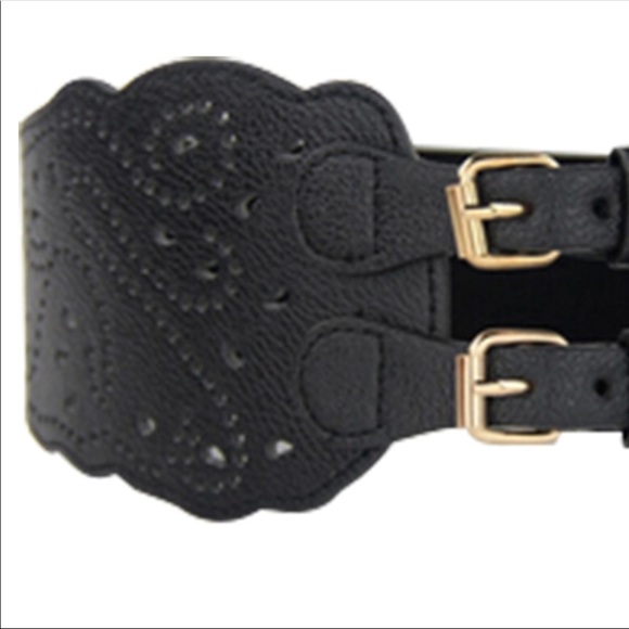 Tan Laser Cut Double Buckle Belt - Picture 4 of 8